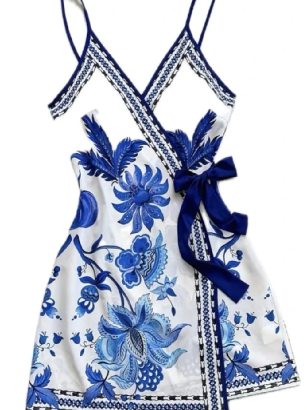 Blue & White Floral Wrap Dress